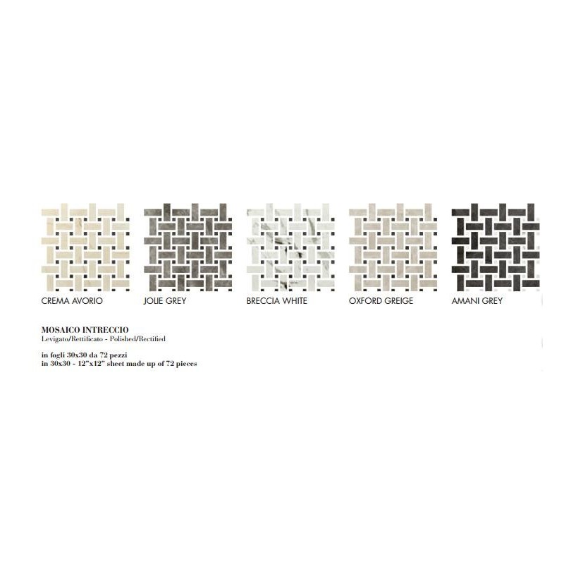 MARMOREA2 OXFORD GREY 30X30 MOSAIC INTRECCIO - FIORANESE CERAMICA MM6MS4L