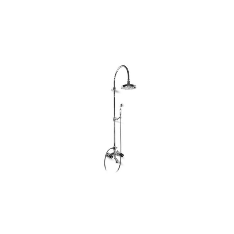 FLEUR NOIR External bath mixer with tube shower head and handshower set duplex Chrome  Bongio 12536-D
