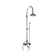 FLEUR NOIR External bath mixer with tube shower head and handshower set duplex Chrome  Bongio 12536-D