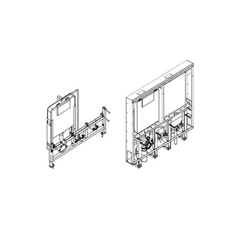 GEBERIT Sigma8 built-in box complete with chrome-plated blind plate, connection racks and clamp HATRIA
