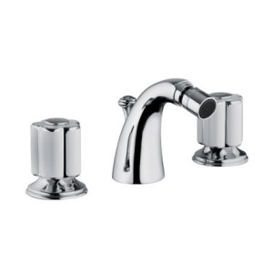 FLEUR BLANC Bidetarmatur 3 Loch mit Hahn  mit Ablaufgarnitur 1.1/4" Chrome  Bongio 11503