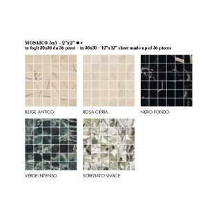 SOUND OF MARBLES NERO FONDO  MOSAIQUE 5X5 AJUSTEE  - FIORANESE CERAMICHE M47MS5R FIORANESE CERAMICHE - 1