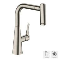 HANSGROHE  Metris Single lever kitchen mixer 220 with pull-out spray  Stainless Steel Finish  14834800 HANSGROHE - 1