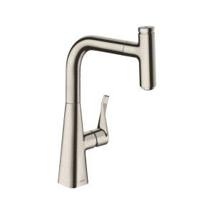 HANSGROHE  Metris Select Single lever kitchen mixer 240 with pull-out spout Stainless Steel Finish  14857800 HANSGROHE - 1