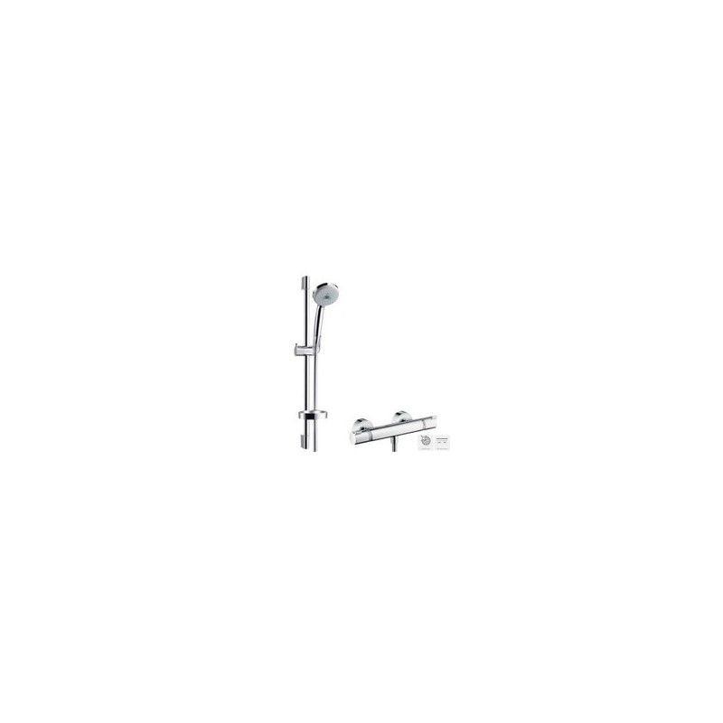 AXOR UNO Croma 100 Sistema doccia per installazione esterna Vario con termostatico Ecostat Comfort e asta doccia 65 cm 27034000 