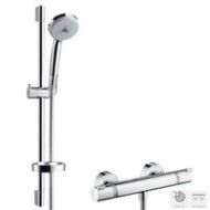 AXOR UNO Croma 100 Sistema doccia per installazione esterna Vario con termostatico Ecostat Comfort e asta doccia 65 cm 27034000 