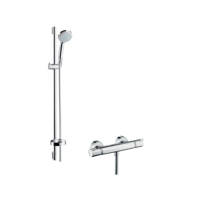 AXOR UNO Croma 100 Sistema doccia esterno Vario con termostatico Ecostat Comfort e asta doccia 90 cm 27035000 HANSGROHE - 1
