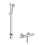 AXOR UNO Croma 100 Sistema doccia esterno Vario con termostatico Ecostat Comfort e asta doccia 90 cm 27035000 HANSGROHE - 1
