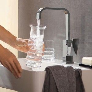 Metropol - Mitigeur de lavabo 230 poignee manette avec bonde Push-Open- noir chrome brosse HANSGROHE  32511340 HANSGROHE - 1