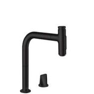 M71 M7120-H200 Einhebel-Kuechenmischer 2-Loch, Ausziehbrause, 2jet - Mattschwarz HG 73818670 HANSGROHE - 1