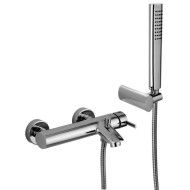 Berry Bath Shower Mixer with diverter with ABS fixed wall bracket with hand shower and flexible hose Cromo -  Paffoni BR 026CR R