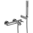 Berry Bath Shower Mixer with diverter with ABS fixed wall bracket with hand shower and flexible hose Cromo -  Paffoni BR 026CR R