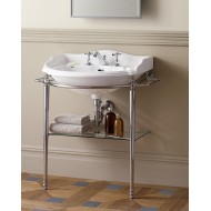 Boston Console pour Lavabo Oxford avec porte serviettes et Etagere en vitre L81xH88,6xD50 avec finition pattes Chrome DEVON&DEVO