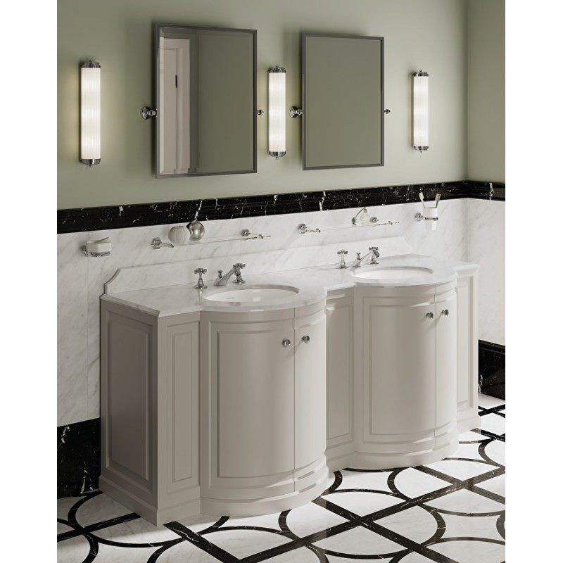 Regent Waschtisch mit Platte in Weisser Carrara Marmor L191,3xH94xD67 mit Lack Off White DEVON&DEVON - 1