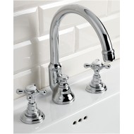 Austin Batteria lavabo 3 fori con saltarello e bocca di erogazione alta - Cromo DEVON&DEVON - 1