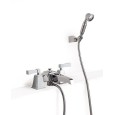 Vip Time Bath and Shower Mixer per montaggio bordovasca with Hose, Handset and Support -Metal Levers DEVON&DEVON - 1