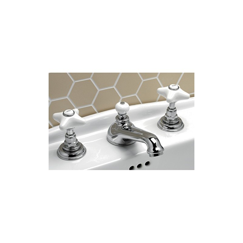 White Rose Batteria lavabo 3 fori con saltarello - Cromo DEVON&DEVON - 1