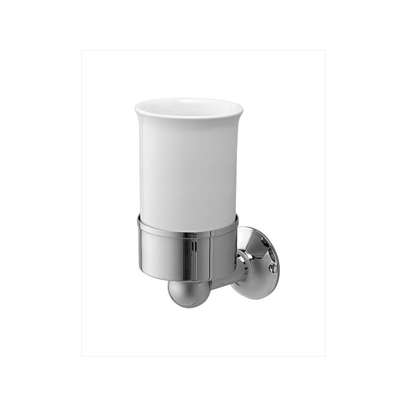 New York Toothbrush holder with ceramic cup L7,1xH15xD10 with Chrome finish DEVON&DEVON - 1