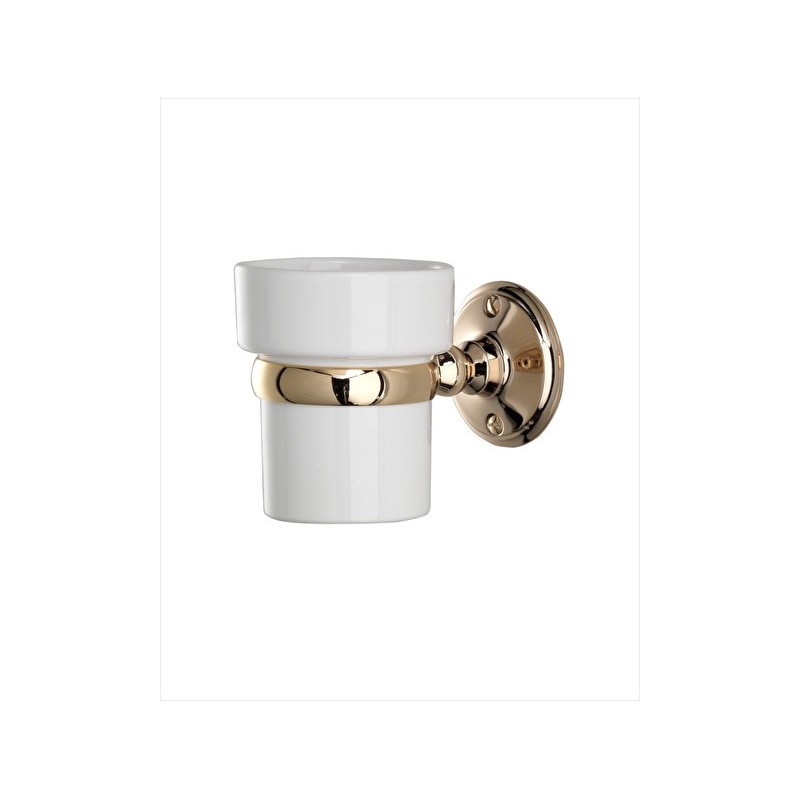 Old Navy Toothbrush holder with ceramic cup L7,6xH8,7xD11,5 with Light Gold finish DEVON&DEVON - 1