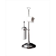 Single Porte Rouleau Papier Hygienique et Porte Balayette pour Toilettes sur Pied L32xH71xD26 avec Finitions Chrome DEVON&DEVON 
