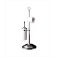 Single Porte Rouleau Papier Hygienique et Porte Balayette pour Toilettes sur Pied L32xH71xD26 avec Finitions Chrome DEVON&DEVON 