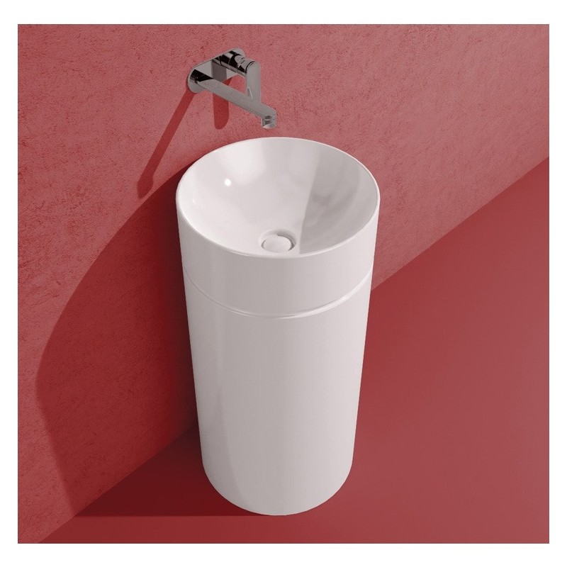 MONOTWIN SLIM WHITE WALL-MOUNTED COLUMN WASHBASIN - Ceramica Flaminia 