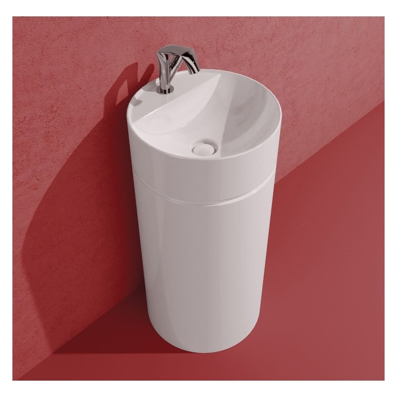 LAVABO A COLONNA  MONOTWIN SLIM  BIANCO  A PARETE  MONOFORO  Ceramica Flaminia 
