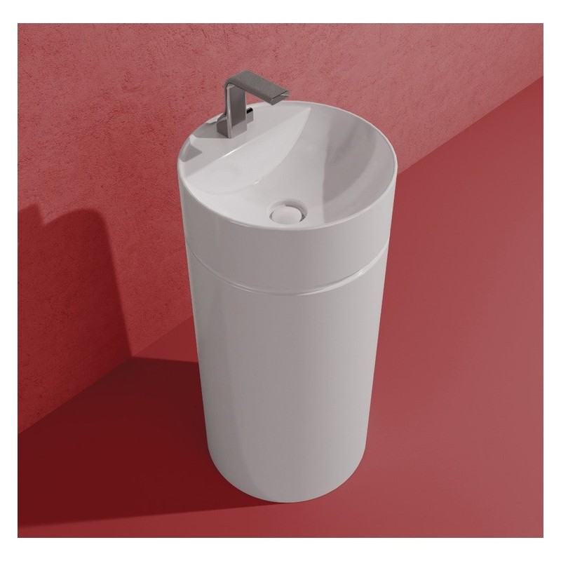 MONOTWIN SLIM WHITE WALL-MOUNTED COLUMN WASHBASIN -ONE HOLE  Ceramica Flaminia 