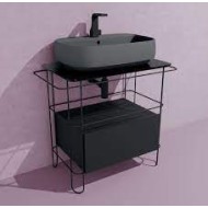 STRUTTURA IN ACCIAIO INOX FILO 60 CON PIANI IN VETRO E CASSETTO PER LAVABI D'APPOGGIO  Ceramica Flaminia 