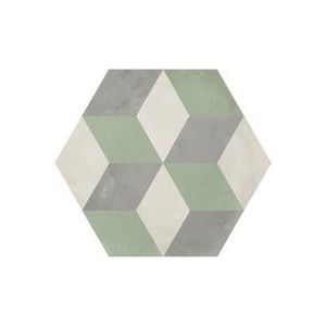 TERRA.ART CUBO SABBIA/MENTA Hexagone  25x21,6 -Marca Corona  I416 CERAMICHE MARCA CORONA  - 1