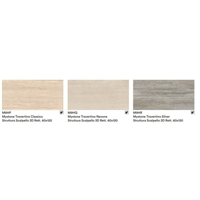 MYSTONE TRAVERTINO SILVER 3D STRUTTURA Ajustee 60x120 cm - Marazzi M9HR