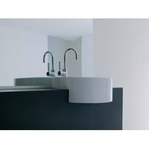 TWIN SET 42 WEISSES EINLOCH HALB EINBAUWASCHBECKEN - Ceramica Flaminia