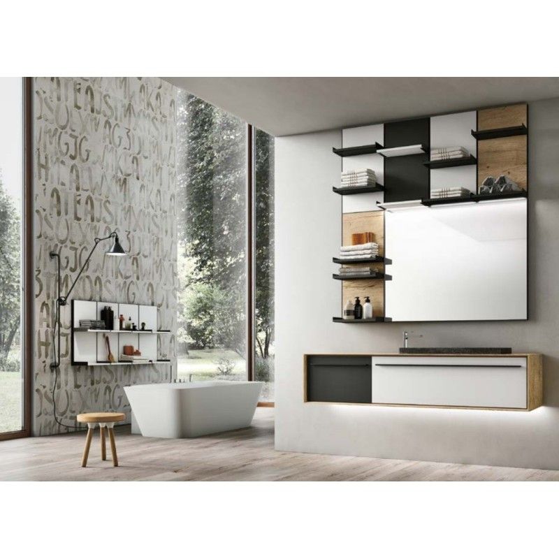 Mobile Suite für Badezimmer H200xB154,2xP52,5 cm Zusammensetzung SUI 05 - Hafro - Geromin
