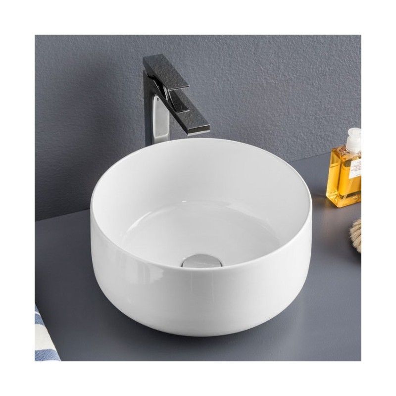 Aufsatz Waschbecken Glaenzed Weiss  QUADRO 46 46X41 COGNAC Artceram
