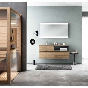 Badschrank ändern H200xB140,6xP50,5 cm Zusammensetzung CHA 03 - Hafro - Geromin