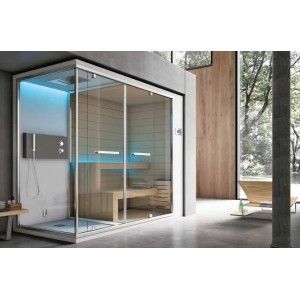 Hammam ETHOS C avec Douche Intégrée + Sauna 295x120xH.215 Angle / Mur - Hafro - Geromin