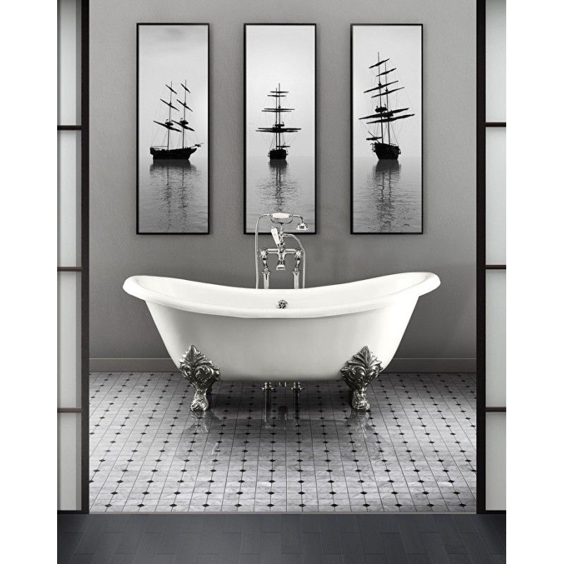 Chérie Cast iron bathtub without holes 168.5LxH68xD76 with Flora foot DEVON&DEVON - 1