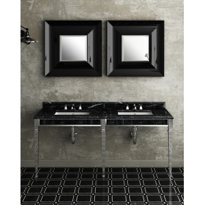 Double Claridge Waschtisch  mit Marmorplatte Schwarzer Marquinha und Metallgestell Chrom  L180xH94xD51 DEVON&DEVON - 1
