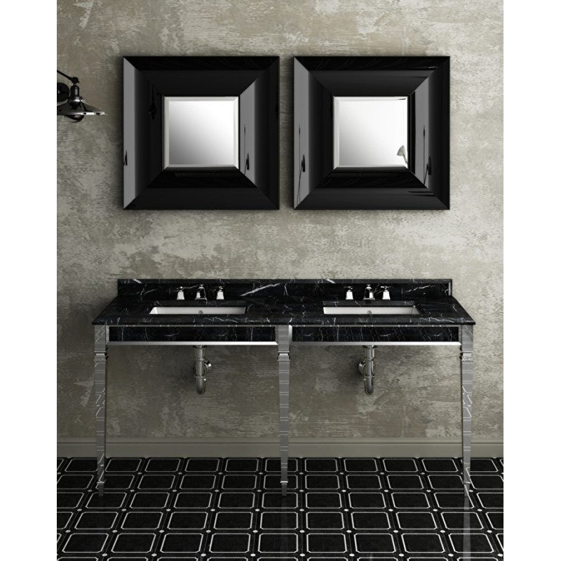 Double Claridge Waschtisch  mit Marmorplatte Schwarzer Marquinha und Metallgestell Chrom  L180xH94xD51 DEVON&DEVON - 1