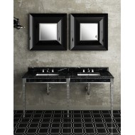 Double Claridge Waschtisch  mit Marmorplatte Schwarzer Marquinha und Metallgestell Chrom  L180xH94xD51 DEVON&DEVON - 1