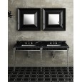 Double Claridge Console porte lavabo avec plan en marbre Noir Marquinha et Structure Metallique Chrome  L180xH94xD51 DEVON&DEVON