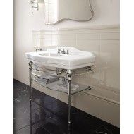 Melody Console with white ceramic top, glass shelf and chrome metal legs L115.8xH96xD57.5 DEVON&DEVON - 1