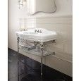 Console Melody avec plateau en céramique blanche, étagère en verre et pieds en métal chromé L115,8xH96xP57,5 DEVON&DEVON - 1