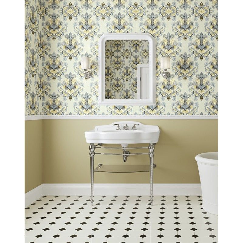 Console Melody Junior avec plateau en céramique blanche, étagère en verre et pieds en métal chromé L86,5xH96xP57,5 DEVON&DEVON -
