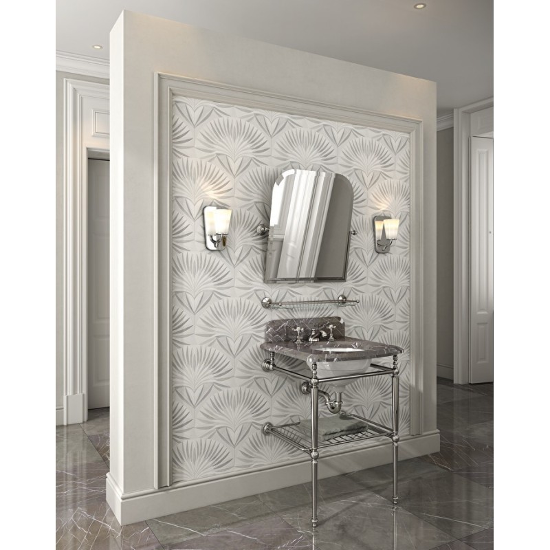 Lavabo Sound con piano in marmo Grigio Grafite, ripiano-griglia portaoggetti con gambe cromate L60xH95xP61,5 DEVON&DEVON - 1