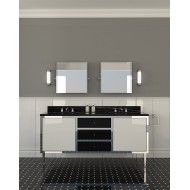 Jazz 3 Vanity unit in lacquered wood 2 pure white doors and deep black drawers L178,2xH99xD61,5 DEVON&DEVON - 1