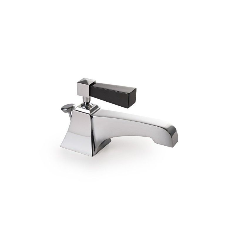 Vip Time Batteria lavabo monoforo con saltarello - leve in ottone finitura lucida nera (pvd) DEVON&DEVON - 1