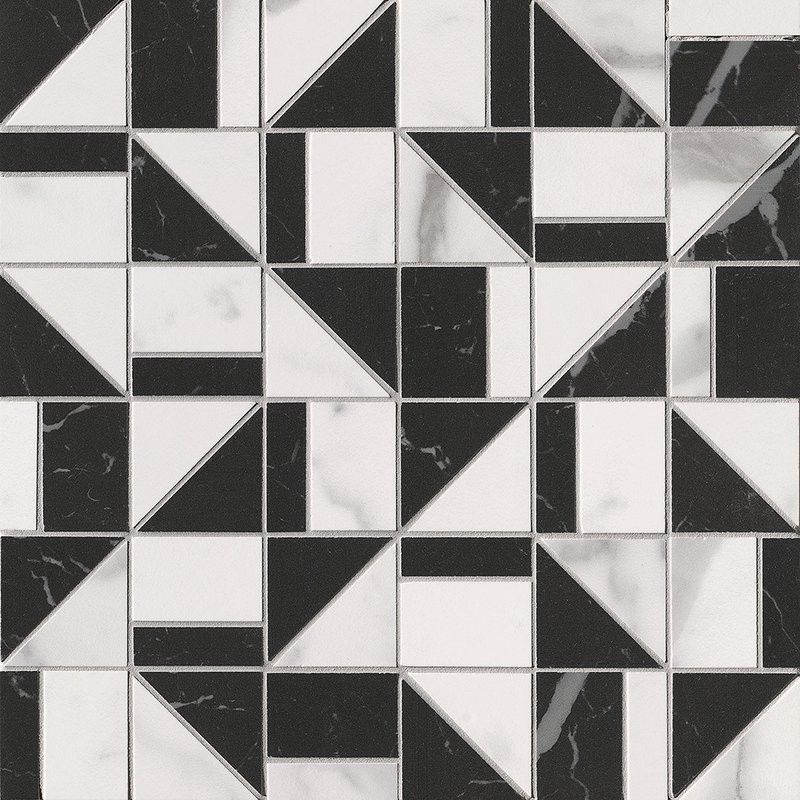 ROMA GOLD CARRARA SUPERIORE/NERO ELEGANTE SLASH MOSAIC 30,5X30,5  - fQKN Fap Ceramiche FAP CERAMICHE - 1