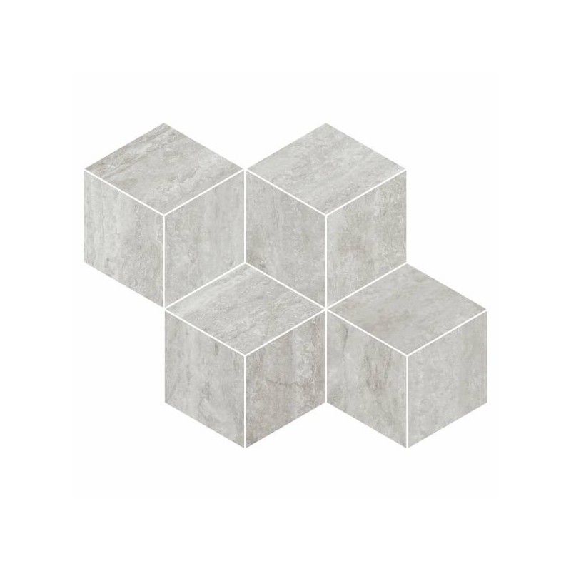 PRESTIGIO TRAVERTINO GRIGIO LUCIDO MOSAICO CUBE RETTIFICATO  30,4x35,2 - REFIN  OO32 REFIN - 1