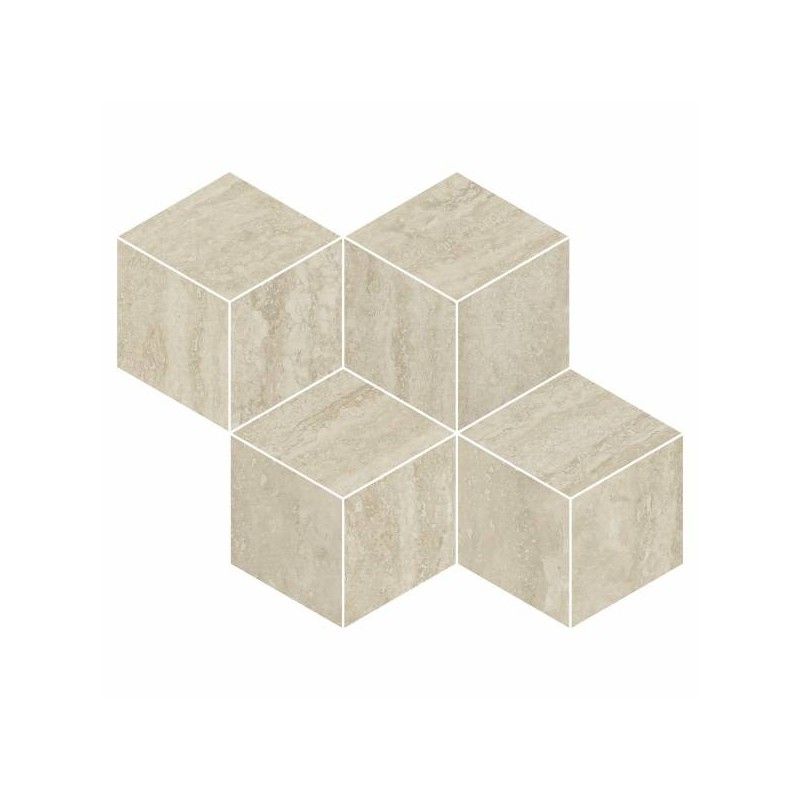 PRESTIGIO TRAVERTINO BEIGE SOFT MOSAIC CUBE RECTIFIED  30,4x35,2 - REFIN  OO33 REFIN - 1